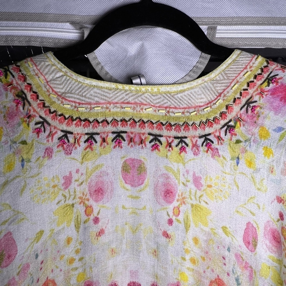 Anthropology Bl-nk Beaded 100% Linen Poncho O/S like new condition - Picture 7 of 9